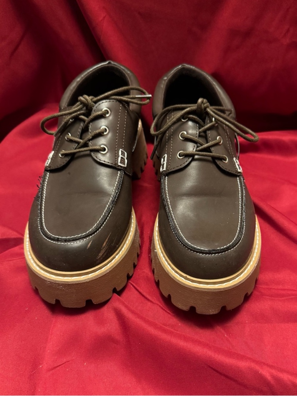 Cushionaire Beam Chunky Lug Sole Boat Loafers - Chocolate Brown - Size 8.5